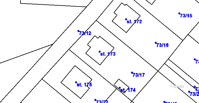 Parcela st. 173 v KÚ Rváčov u Hlinska, Katastrální mapa
