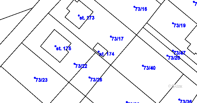 Parcela st. 174 v KÚ Rváčov u Hlinska, Katastrální mapa