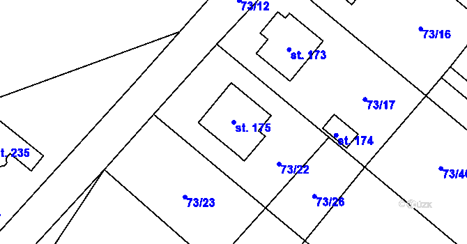 Parcela st. 175 v KÚ Rváčov u Hlinska, Katastrální mapa
