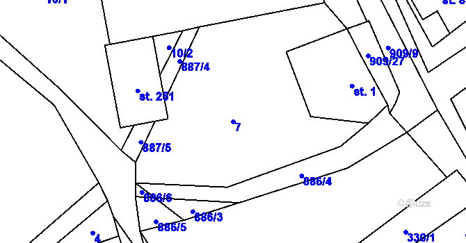 Parcela st. 7 v KÚ Rváčov u Hlinska, Katastrální mapa