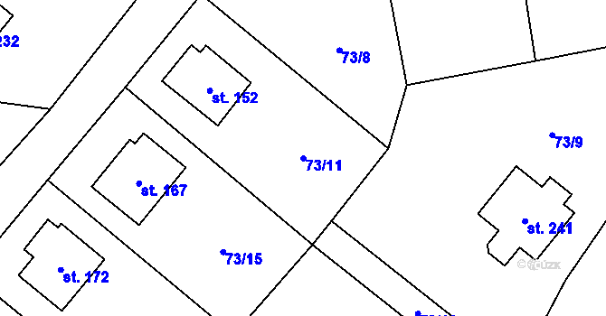 Parcela st. 73/11 v KÚ Rváčov u Hlinska, Katastrální mapa
