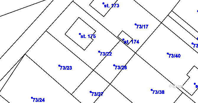 Parcela st. 73/22 v KÚ Rváčov u Hlinska, Katastrální mapa