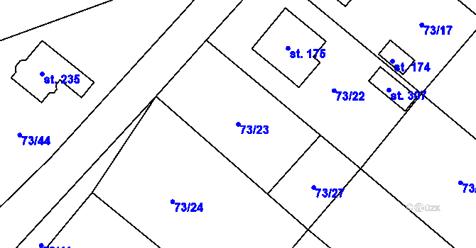 Parcela st. 73/23 v KÚ Rváčov u Hlinska, Katastrální mapa