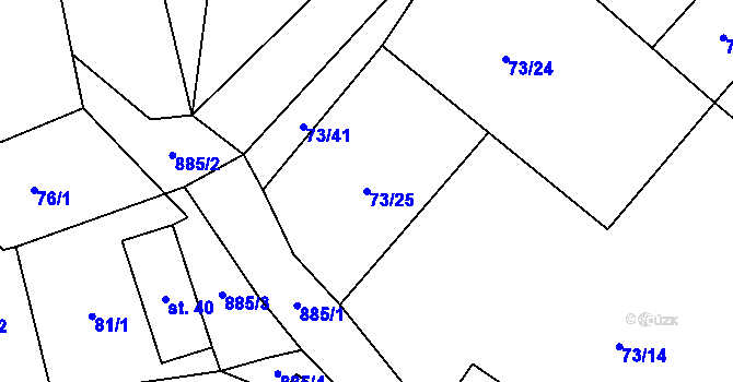 Parcela st. 73/25 v KÚ Rváčov u Hlinska, Katastrální mapa