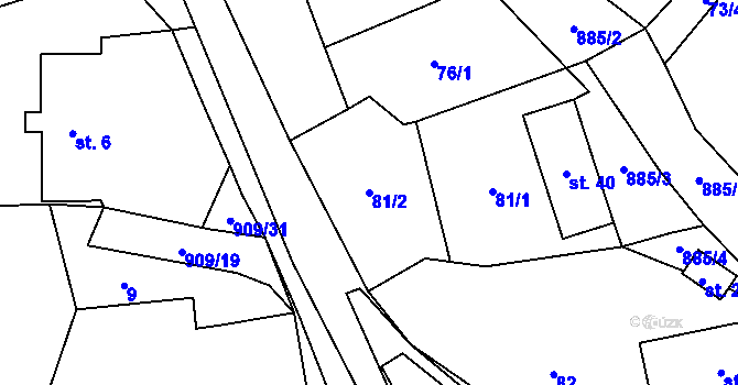 Parcela st. 81/2 v KÚ Rváčov u Hlinska, Katastrální mapa