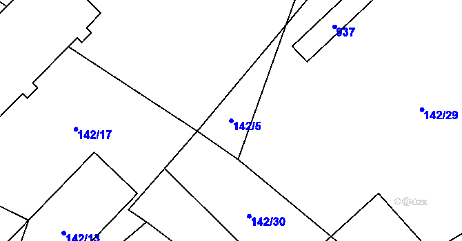 Parcela st. 142/5 v KÚ Rváčov u Hlinska, Katastrální mapa