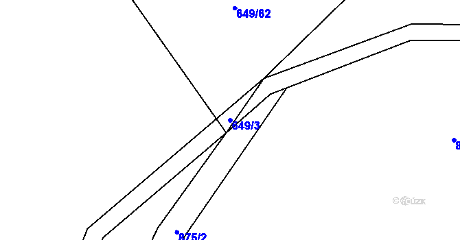 Parcela st. 649/3 v KÚ Rváčov u Hlinska, Katastrální mapa