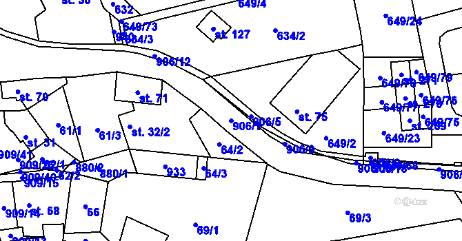 Parcela st. 906/1 v KÚ Rváčov u Hlinska, Katastrální mapa