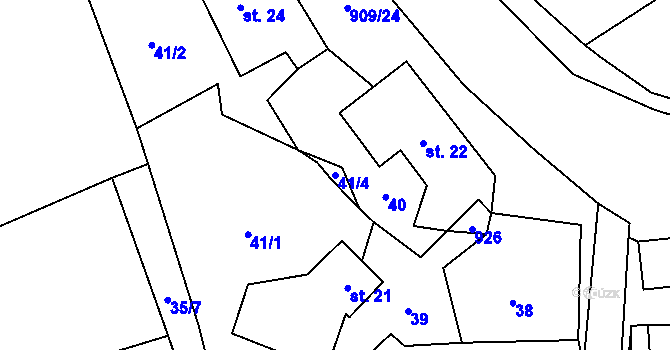 Parcela st. 41/4 v KÚ Rváčov u Hlinska, Katastrální mapa