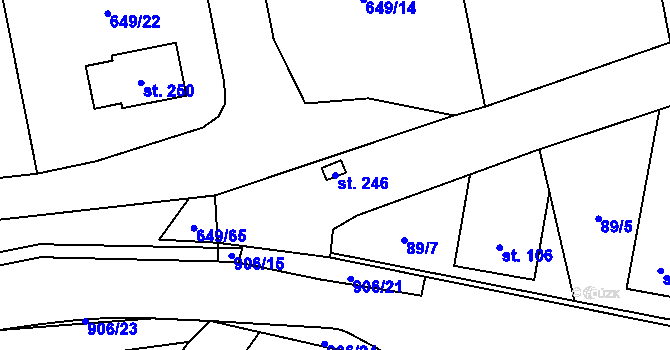 Parcela st. 246 v KÚ Rváčov u Hlinska, Katastrální mapa