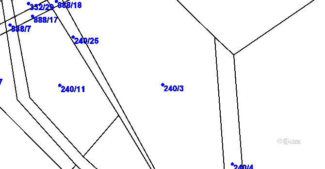 Parcela st. 240/3 v KÚ Rváčov u Hlinska, Katastrální mapa