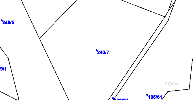 Parcela st. 240/7 v KÚ Rváčov u Hlinska, Katastrální mapa
