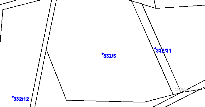 Parcela st. 332/5 v KÚ Rváčov u Hlinska, Katastrální mapa