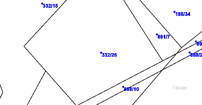 Parcela st. 332/26 v KÚ Rváčov u Hlinska, Katastrální mapa