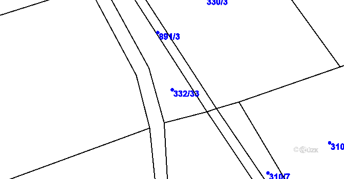 Parcela st. 332/33 v KÚ Rváčov u Hlinska, Katastrální mapa