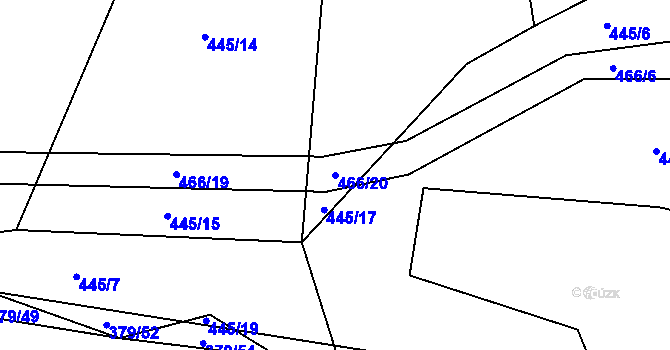 Parcela st. 466/20 v KÚ Rváčov u Hlinska, Katastrální mapa