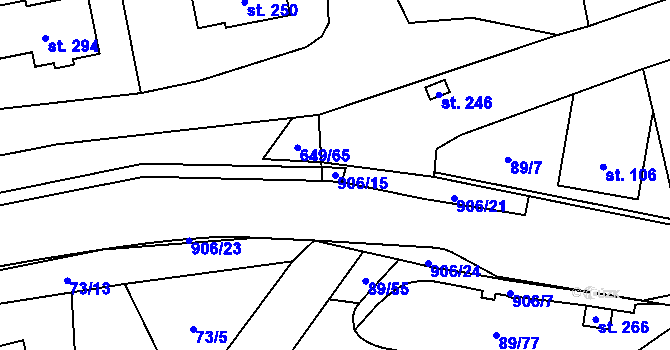 Parcela st. 906/15 v KÚ Rváčov u Hlinska, Katastrální mapa