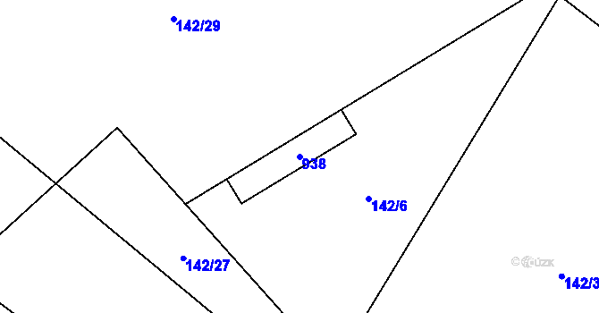 Parcela st. 938 v KÚ Rváčov u Hlinska, Katastrální mapa