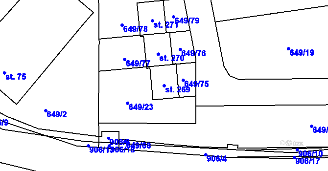 Parcela st. 269 v KÚ Rváčov u Hlinska, Katastrální mapa