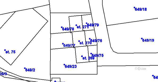 Parcela st. 270 v KÚ Rváčov u Hlinska, Katastrální mapa