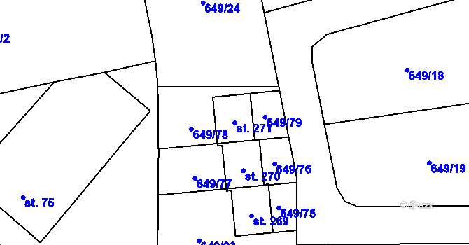 Parcela st. 271 v KÚ Rváčov u Hlinska, Katastrální mapa