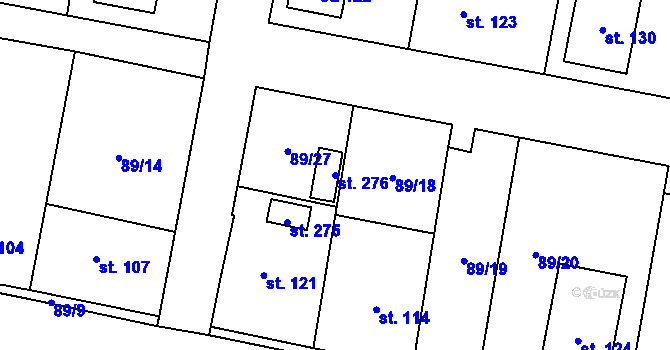Parcela st. 276 v KÚ Rváčov u Hlinska, Katastrální mapa