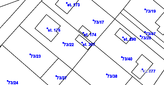 Parcela st. 307 v KÚ Rváčov u Hlinska, Katastrální mapa