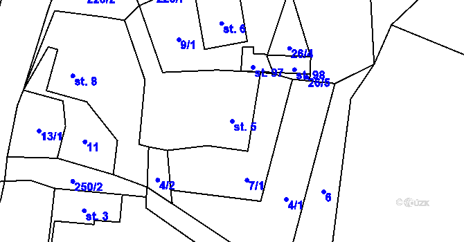 Parcela st. 5 v KÚ Svobodné Hamry, Katastrální mapa