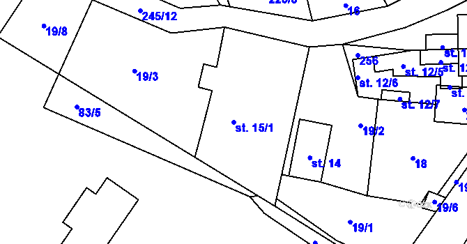 Parcela st. 15/1 v KÚ Svobodné Hamry, Katastrální mapa