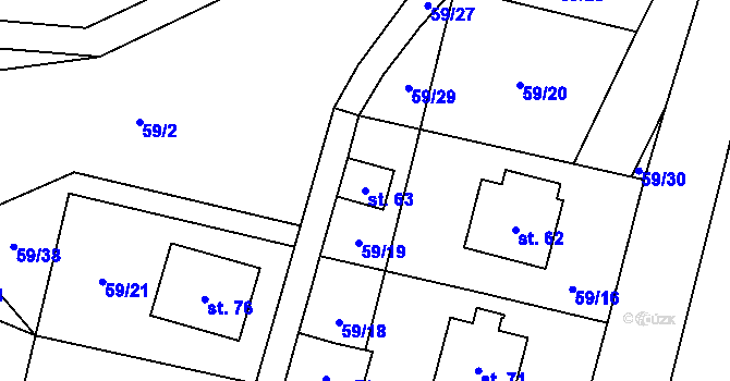 Parcela st. 63 v KÚ Svobodné Hamry, Katastrální mapa