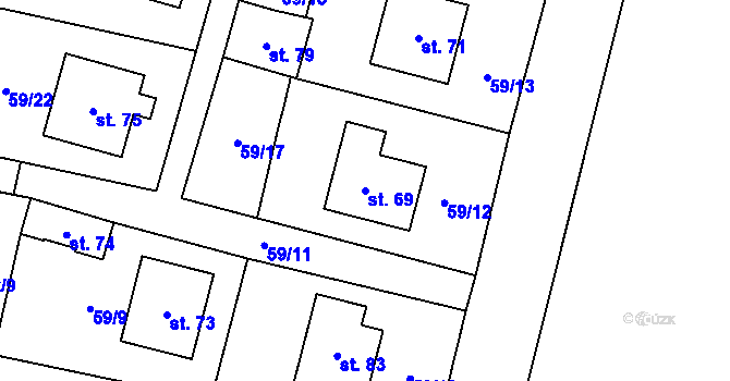 Parcela st. 69 v KÚ Svobodné Hamry, Katastrální mapa