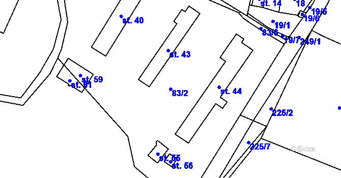 Parcela st. 83/2 v KÚ Svobodné Hamry, Katastrální mapa