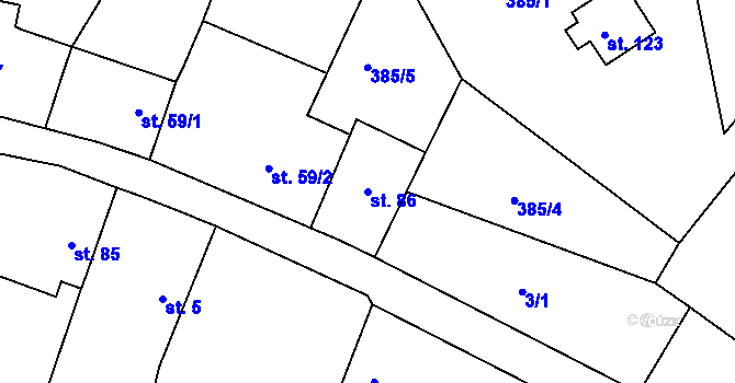 Parcela st. 86 v KÚ Bosyně, Katastrální mapa