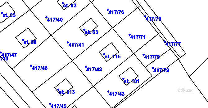 Parcela st. 115 v KÚ Vysoká u Jevíčka, Katastrální mapa