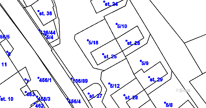 Parcela st. 25 v KÚ Vysoká u Jevíčka, Katastrální mapa