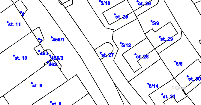 Parcela st. 27 v KÚ Vysoká u Jevíčka, Katastrální mapa