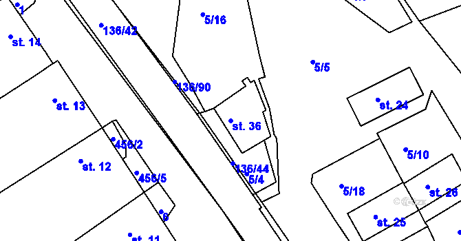Parcela st. 36 v KÚ Vysoká u Jevíčka, Katastrální mapa