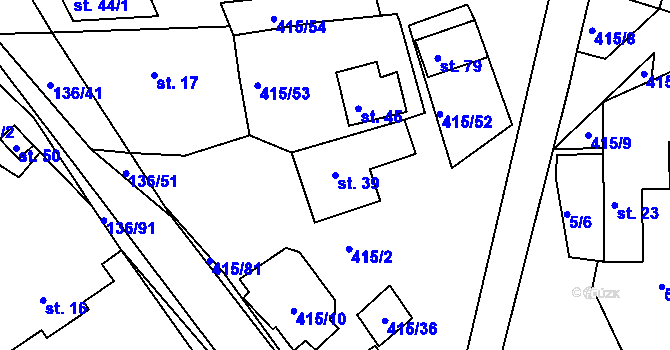 Parcela st. 39 v KÚ Vysoká u Jevíčka, Katastrální mapa