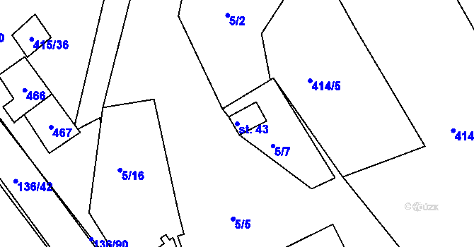 Parcela st. 43 v KÚ Vysoká u Jevíčka, Katastrální mapa