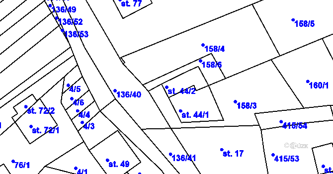 Parcela st. 44/2 v KÚ Vysoká u Jevíčka, Katastrální mapa