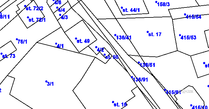Parcela st. 50 v KÚ Vysoká u Jevíčka, Katastrální mapa