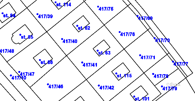Parcela st. 63 v KÚ Vysoká u Jevíčka, Katastrální mapa