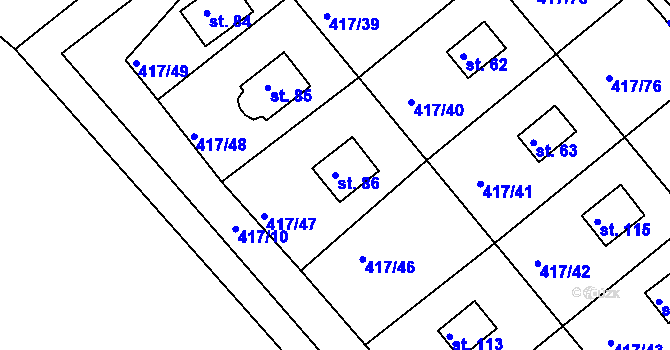 Parcela st. 86 v KÚ Vysoká u Jevíčka, Katastrální mapa