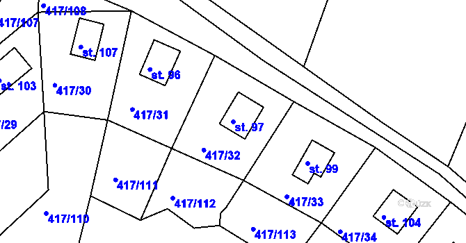Parcela st. 97 v KÚ Vysoká u Jevíčka, Katastrální mapa