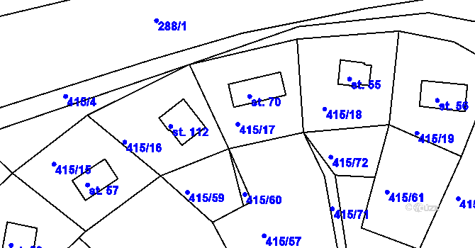 Parcela st. 415/17 v KÚ Vysoká u Jevíčka, Katastrální mapa