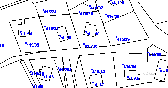 Parcela st. 415/30 v KÚ Vysoká u Jevíčka, Katastrální mapa