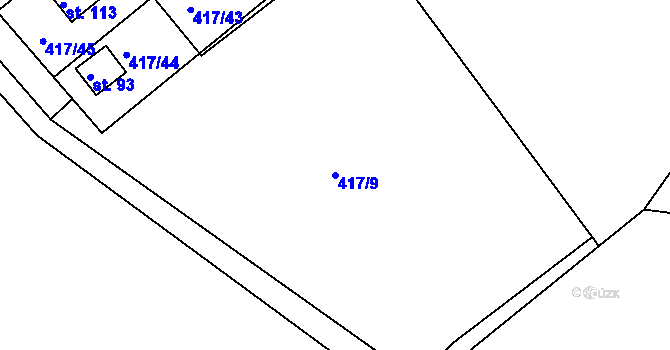 Parcela st. 417/9 v KÚ Vysoká u Jevíčka, Katastrální mapa