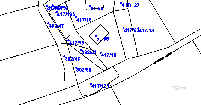 Parcela st. 417/18 v KÚ Vysoká u Jevíčka, Katastrální mapa