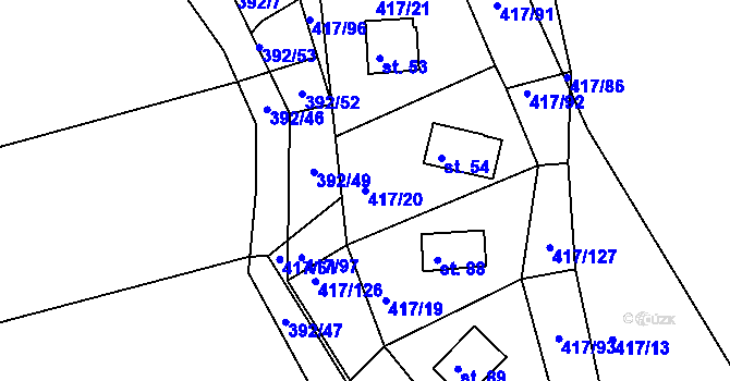 Parcela st. 417/20 v KÚ Vysoká u Jevíčka, Katastrální mapa