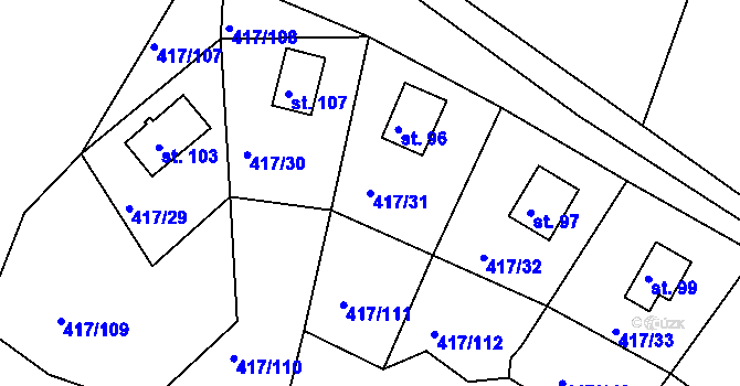 Parcela st. 417/31 v KÚ Vysoká u Jevíčka, Katastrální mapa